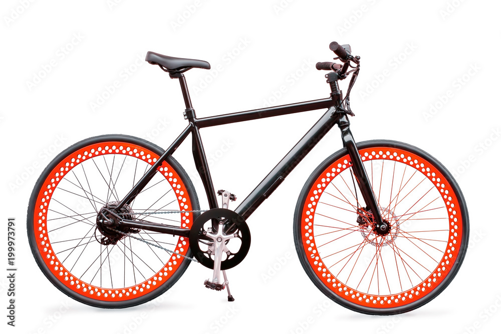 Fototapeta premium Black and red electric bike isolated with clipping path