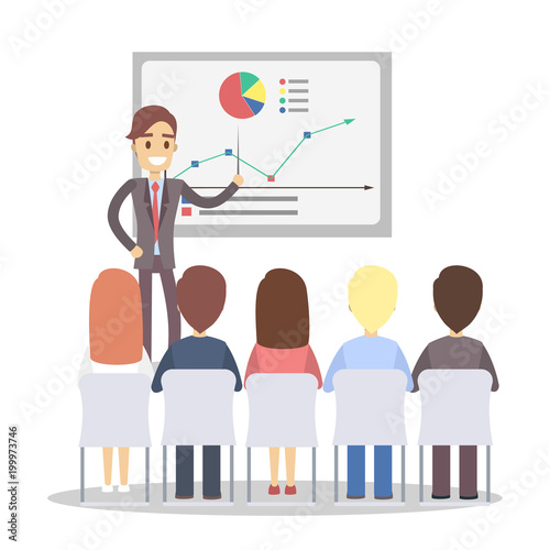 Businessman showing presentation.