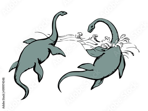 Plesiosaur dinosaur. Vector drawing