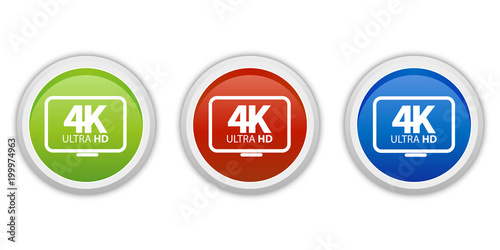 rundes Button Set grün rot blau - 4K Ultra HD