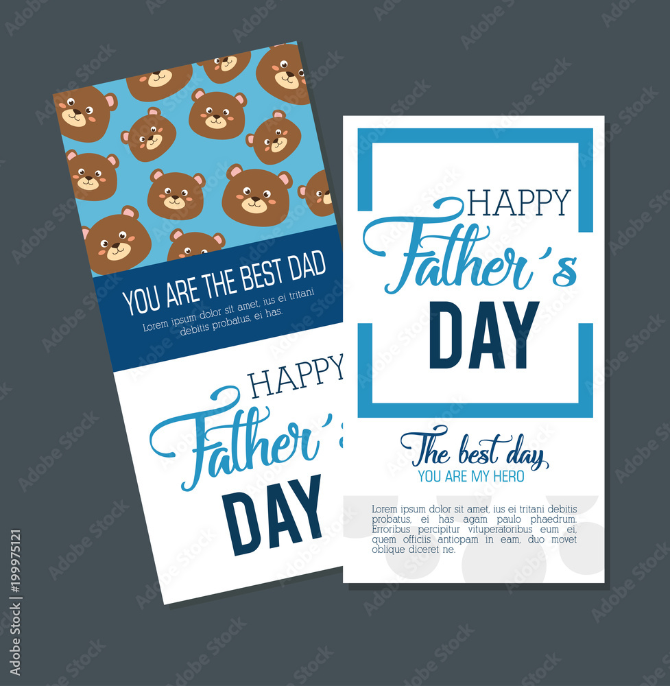 happy fasthers day card with bears vector illustration design