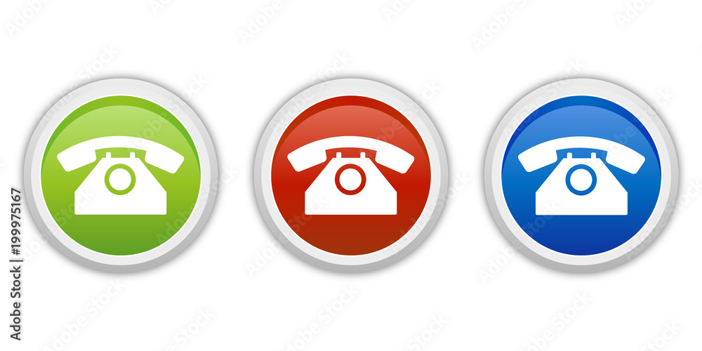 rundes Button Set grün rot blau - Telefon
