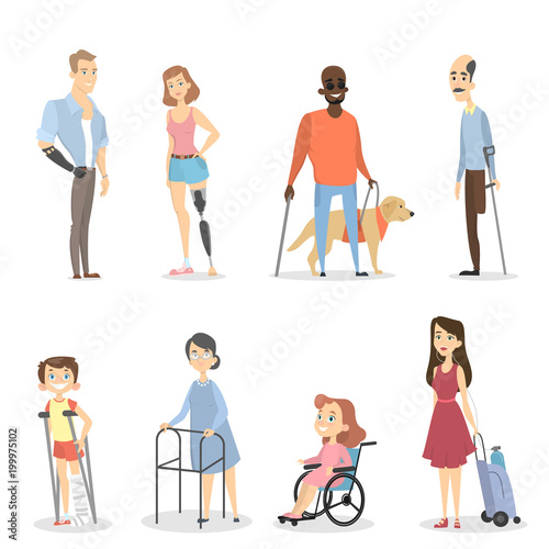 Disabled people set.