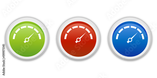 rundes Button Set grün rot blau - Tacho