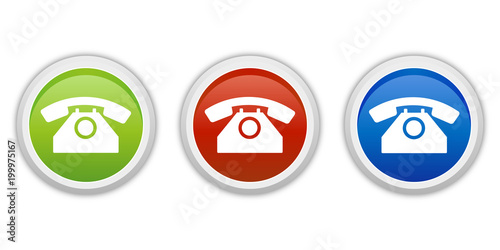 rundes Button Set grün rot blau - Telefon