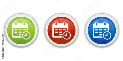rundes Button Set grün rot blau - Kalender