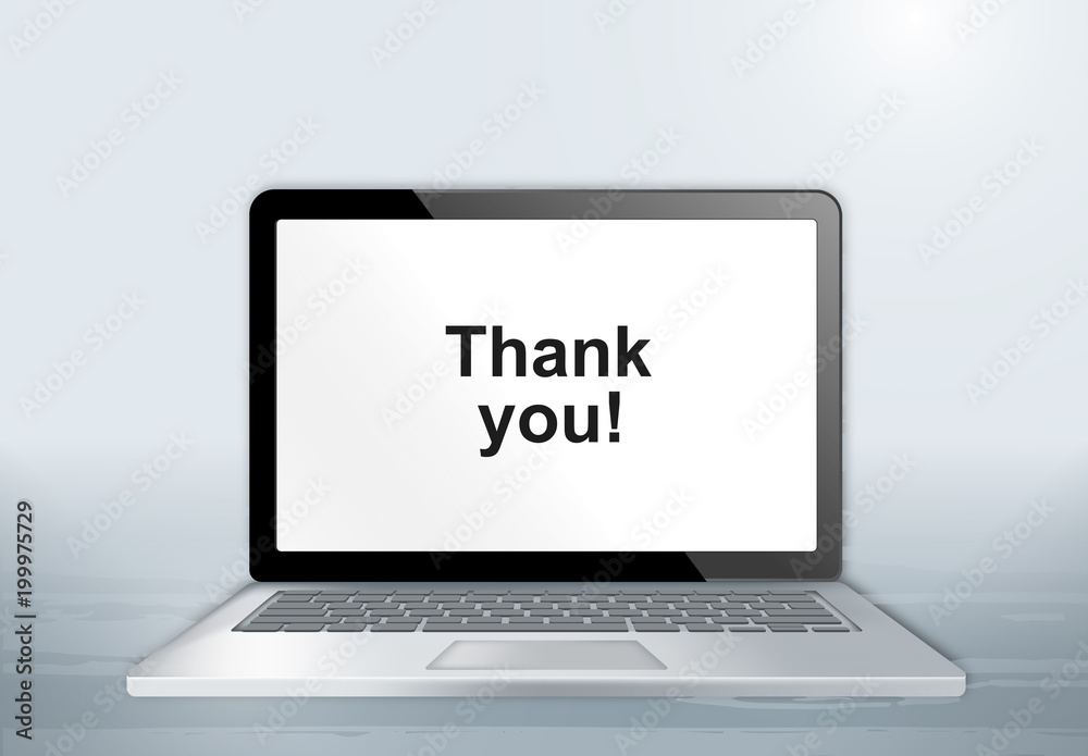 Laptop auf Holztisch - Thank you Laptop auf Holztisch - Thank you