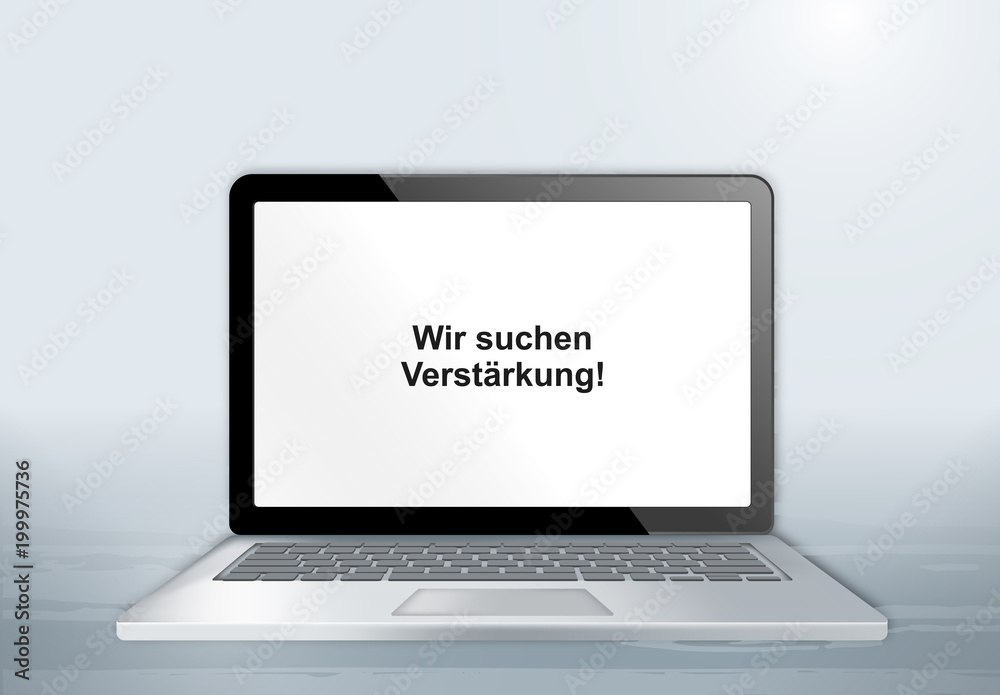 Laptop auf Holztisch - Wir suchen Verstärkung Laptop auf Holztisch - Wir suchen Verstärkung