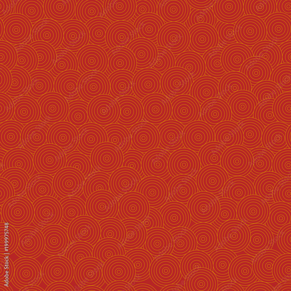 Chinese or japanese national seamless pattern. Asia art, red background. Eastern tradition. Vector illustration