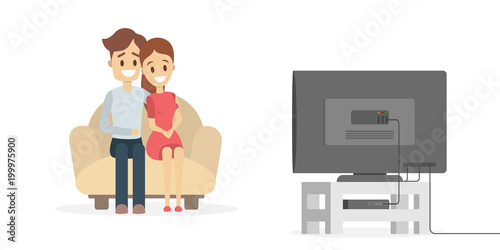 Couple watching TV.