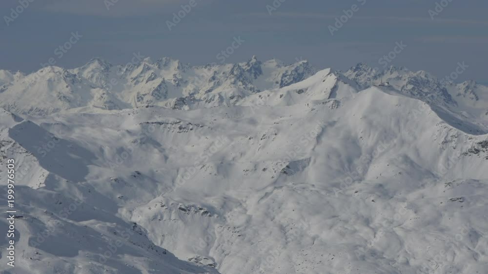 Panoramic view of mountains with snow Panoramic view of mountains with snow