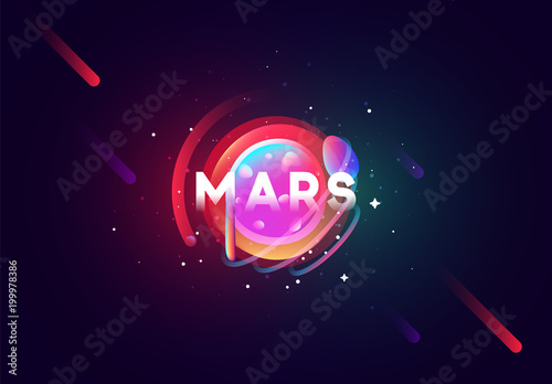 Mars planet bright abstract illustration. Space theme art background