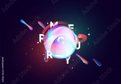 Mercury planet bright abstract illustration. Space theme art background