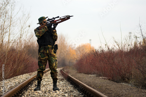 Vászonkép aiming with crossbow