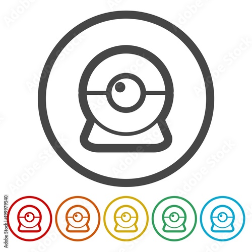 Web camera flat icon, 6 Colors Included