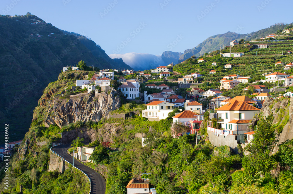 Houses in the hills near Ribeira Brava, Madeira, Portugal Houses in the hills near Ribeira Brava, Madeira, Portugal