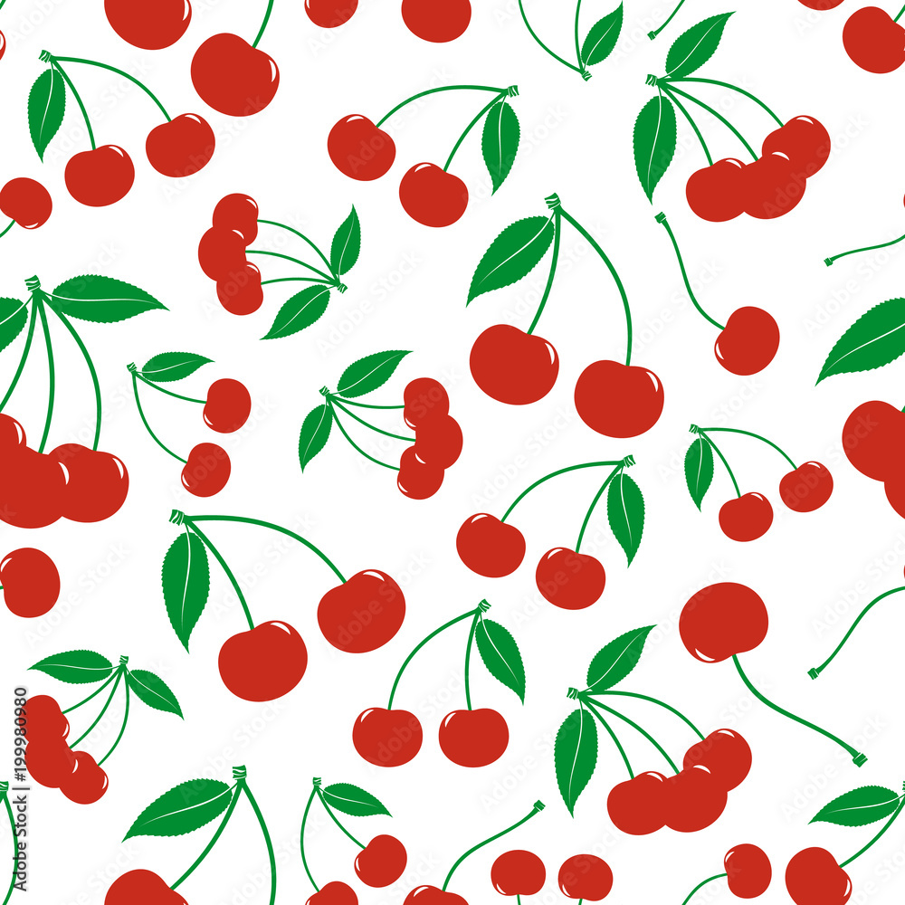 Seamless pattern from silhouettes of berries of a cherry