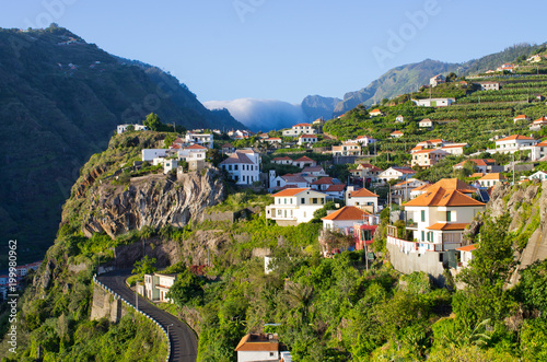 Houses in the hills near Ribeira Brava, Madeira, Portugal