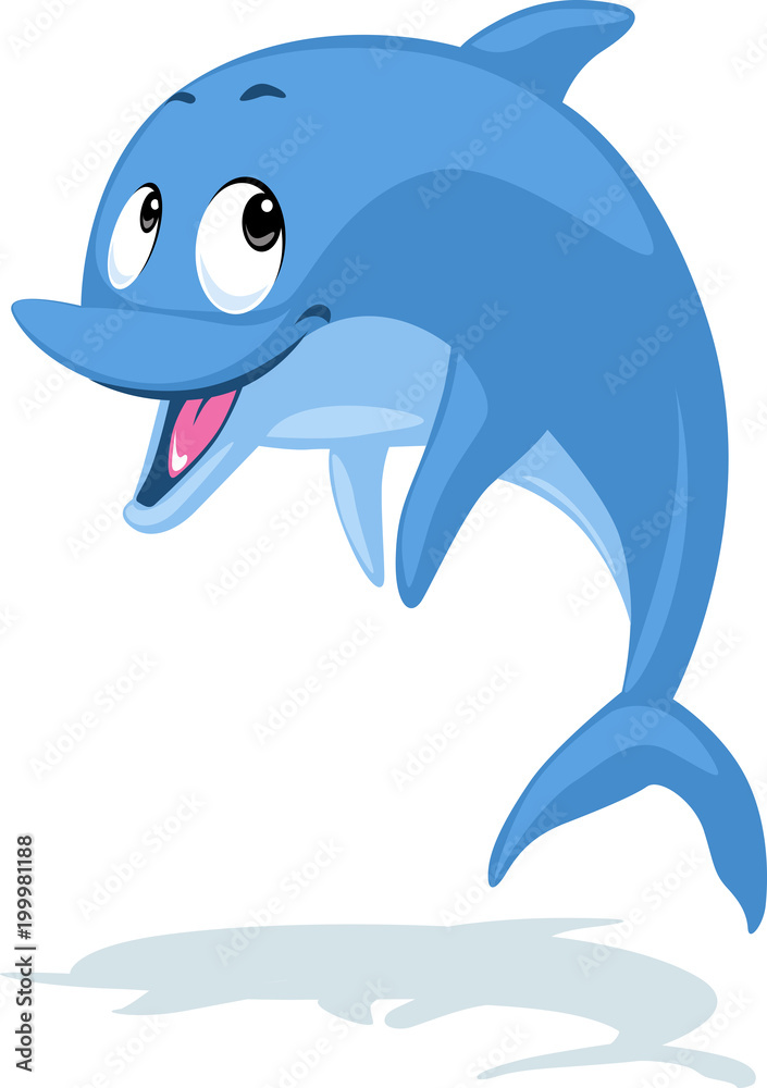 Obraz premium Cute dolphin vector illustration - flat design