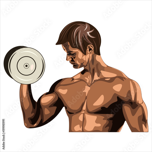 sports man with dumbbells