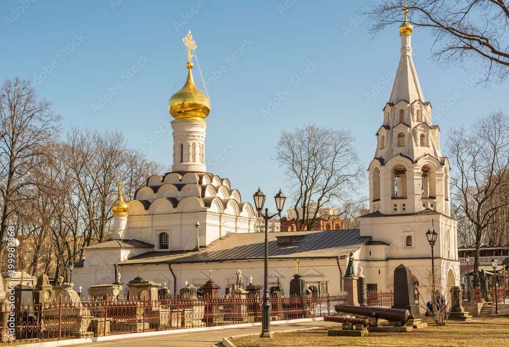 Church of Donskoy Icon of Mother of God and necropolis in the Donskoy Monastery in Moscow