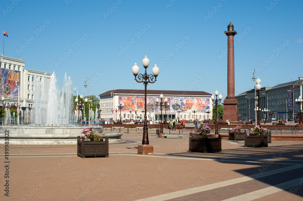 View of Victory square and the building of Kaliningrad State Technical University (now Baltic Federal University), Kaliningrad, Russian Federation