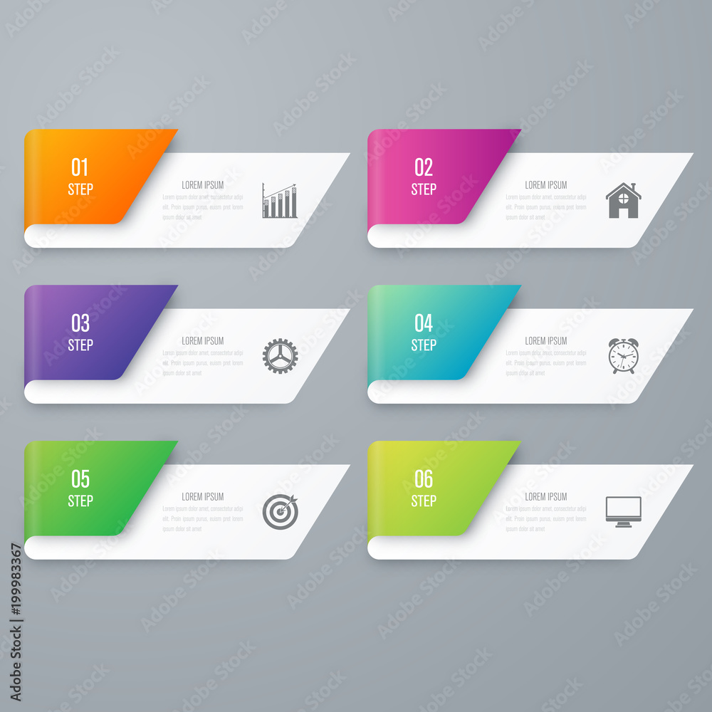 Vector illustration infographics 6 options Vector illustration infographics 6 options