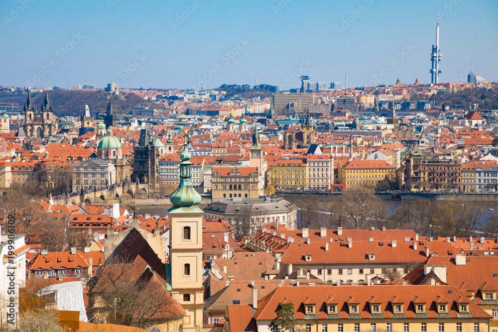 View of Old Town of Prague in sunny day, Czech Republic