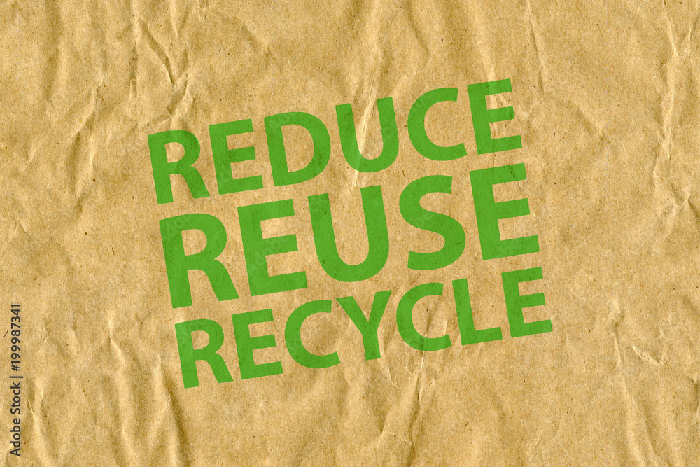 reduse reuse recycle with cardboard background Stock Photo | Adobe Stock