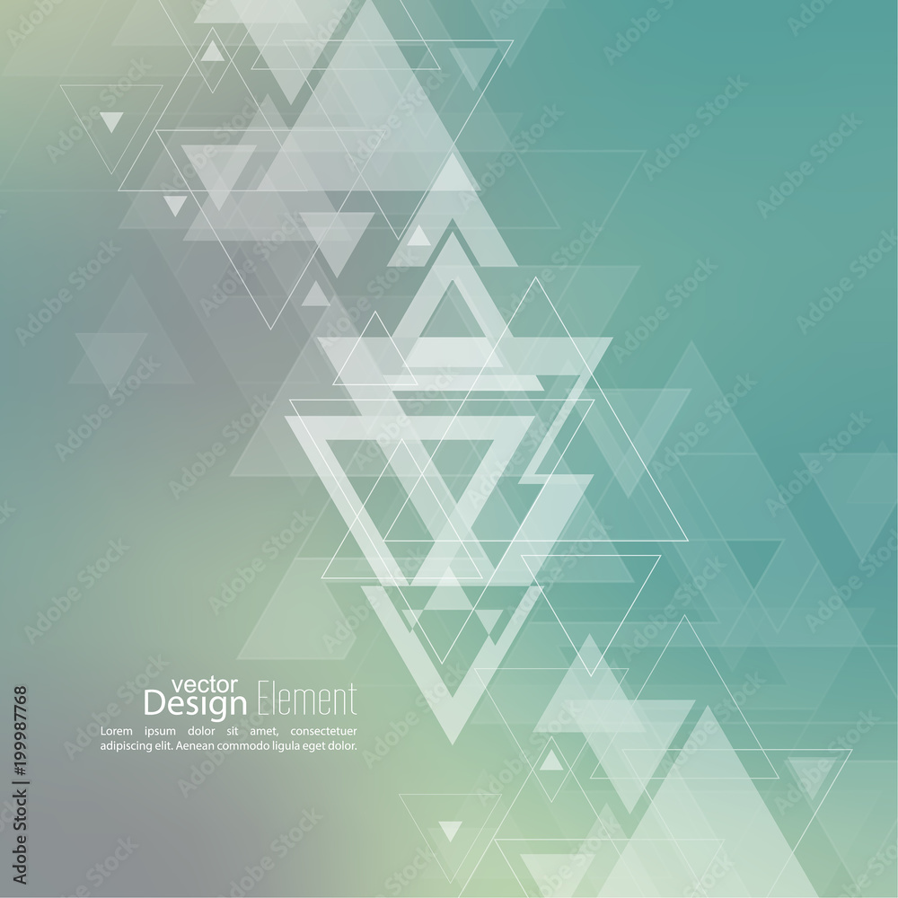 Abstract blurred background with hipster stream flying triangles debris ...