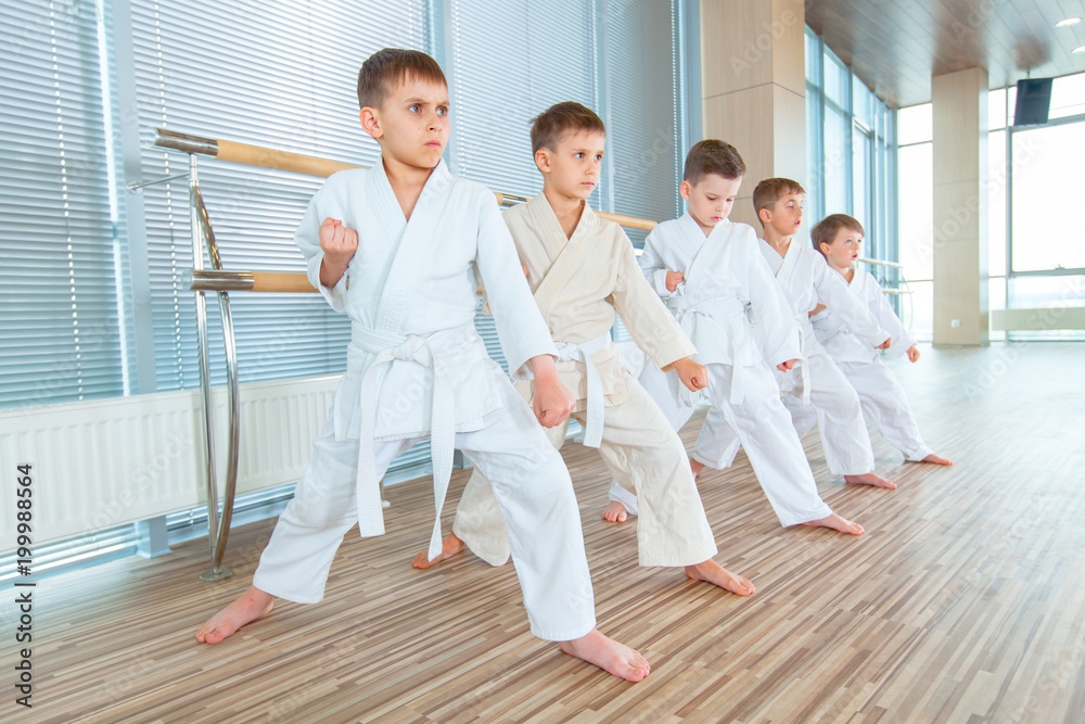 young, beautiful, successful multi ethical kids in karate position young, beautiful, successful multi ethical kids in karate position