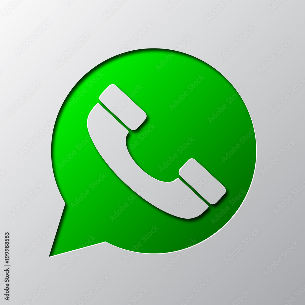 Paper art of green phone icon. Vector illustration. Paper art of green phone icon. Vector illustration.