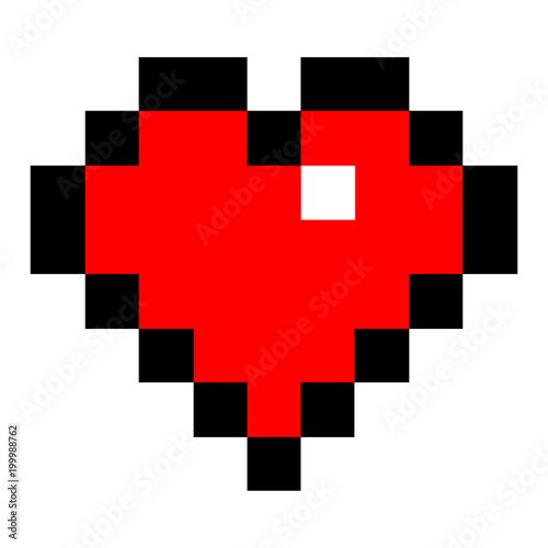 Red heart in pixel art style