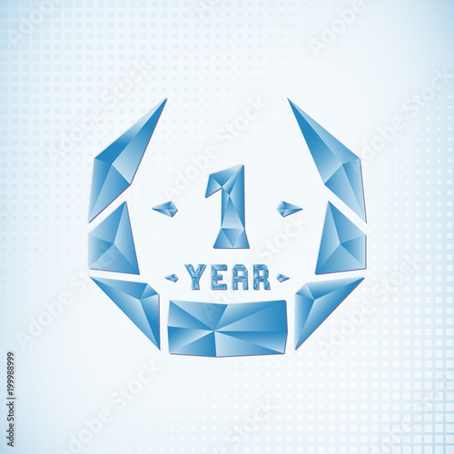 1 year anniversary design template. Low poly design.  
