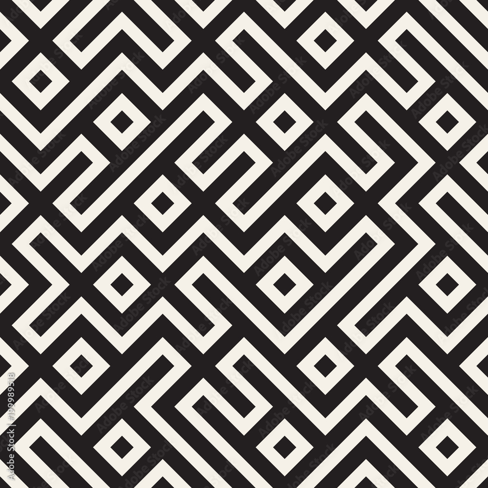 Stylish lines lattice. Ethnic monochrome texture. Abstract geometric background design. Vector seamless pattern. Stylish lines lattice. Ethnic monochrome texture. Abstract geometric background design. Vector seamless pattern.