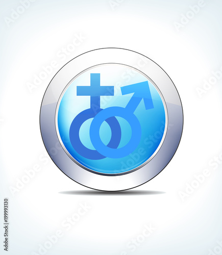 Pale Blue Button Male and Female Sign, Healthcare & Pharmaceutical Icon, Symbol