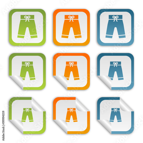 Aufkleber Set - grün orange blau - Badehose