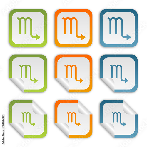 Aufkleber Set - grün orange blau - Sternzeichen Skorpion