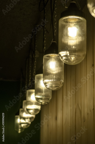 light lamp electricity hanging decorate home interior in christmas day photo