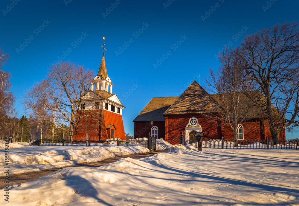 Φωτογραφία Sundborn - March 30, 2018: Church of the town of Sundborn in Dalarna, Sweden