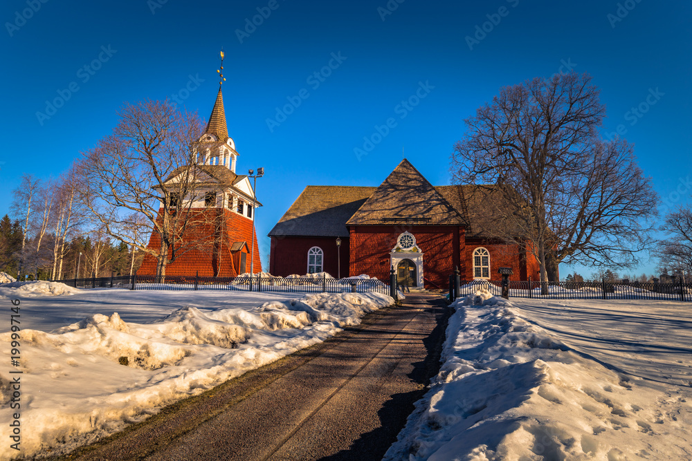 Φωτογραφία Sundborn - March 30, 2018: Church of the town of Sundborn in Dalarna, Sweden