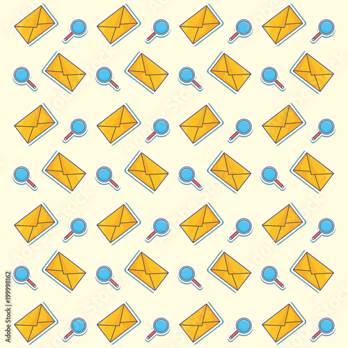envelope and lupes background, colorful design. vector illustration