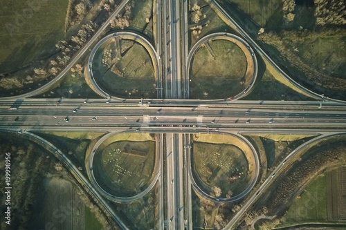 Freeway cloverleaf interchange photo