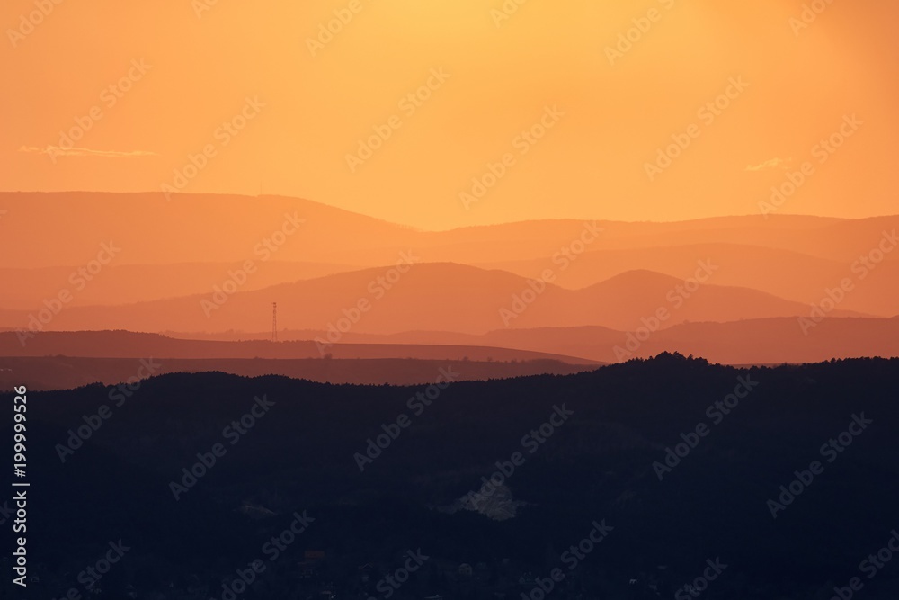 Sunset Hilly Landscape