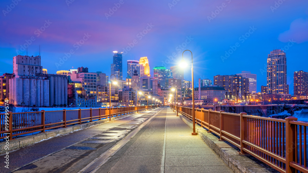 Minneapolis downtown skyline in Minnesota, USA