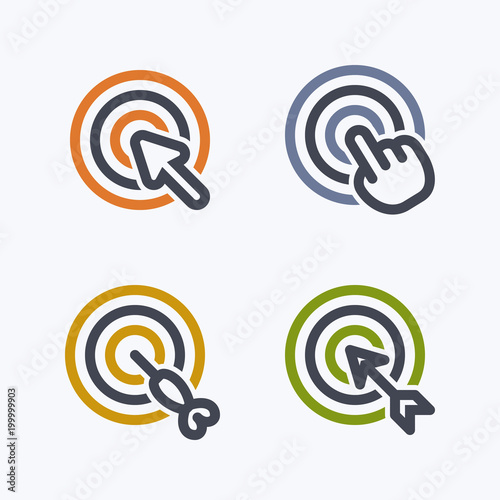 Targets & Pointers - Outline Duo Icons. A set of 4 professional, pixel-perfect icons.