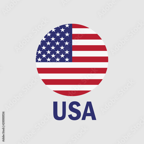 USA flag in a circle. American patriotic icon