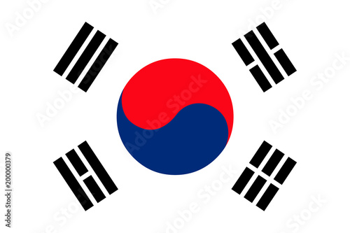 National flag of South Korea country in north east region of Asia photo