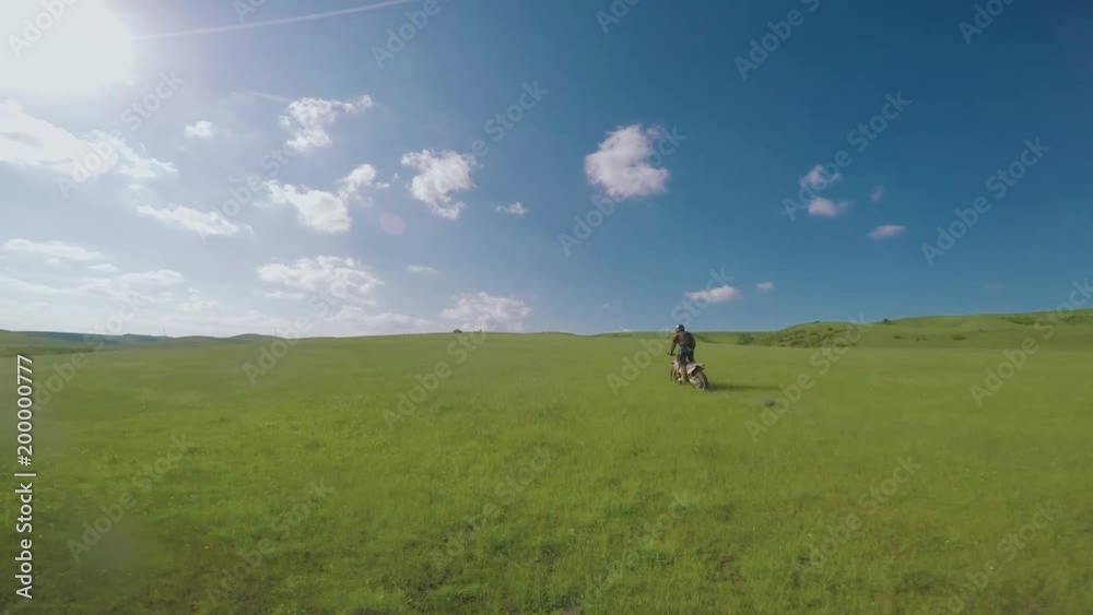 Enduro journey with dirt bike high in the Caucasian mountains, hills, valleys Enduro journey with dirt bike high in the Caucasian mountains, hills, valleys
