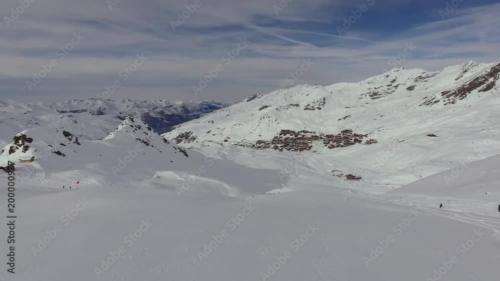 Aerial view of ski slopes and mountains Aerial view of ski slopes and mountains